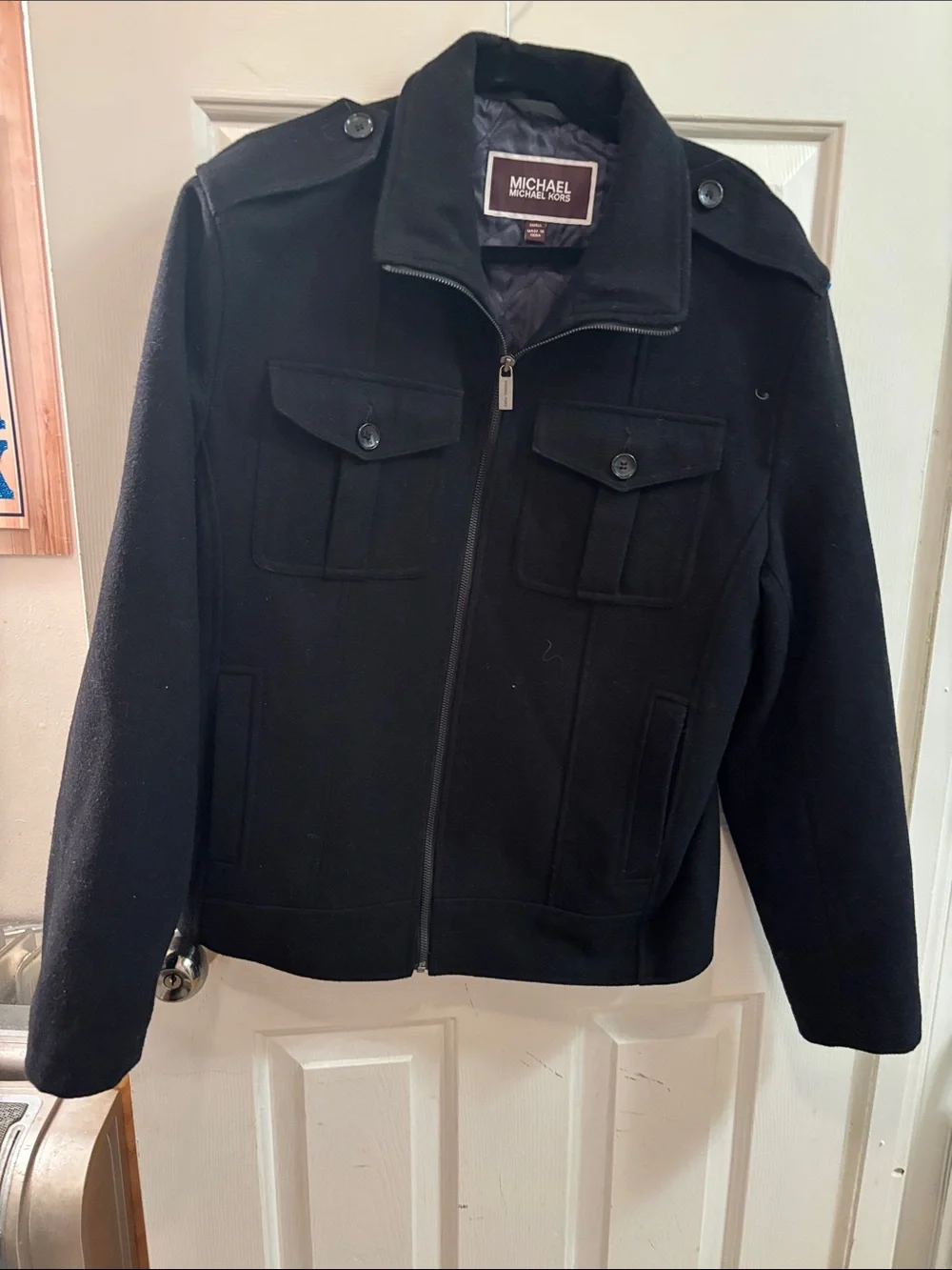 MICHAEL Michael Kors Black Military-Style Zip Jacket